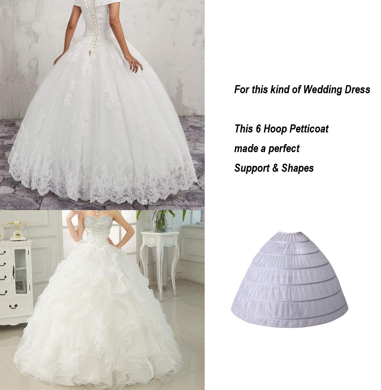 Rosenvy Women’s 6-Hoop Full A-Line Crinoline Petticoat
