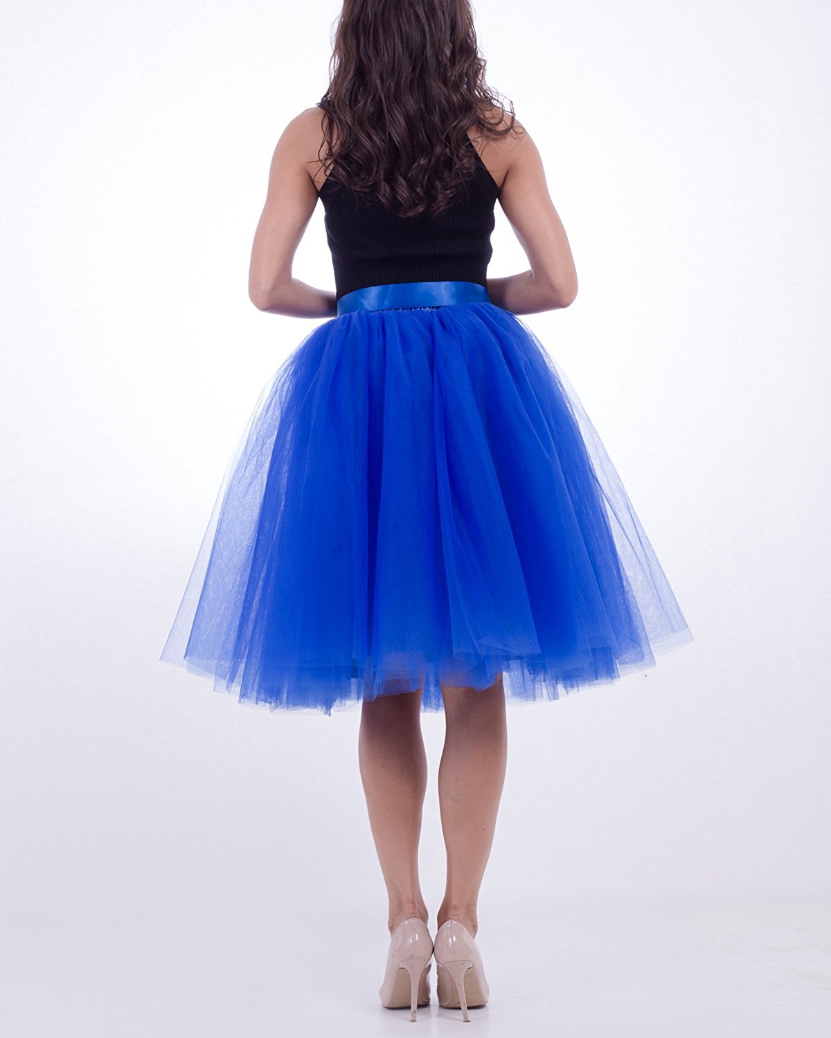 Rosenvy Women's Layered Tulle A-Line Skirt with Satin Belt