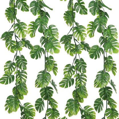 4 Pack 5.9FT Artificial Monstera Leaf Vines Palm Leaf Garland