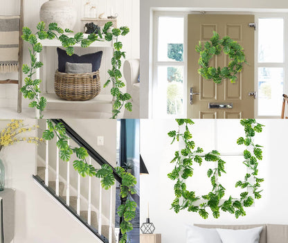 4 Pack 5.9FT Artificial Monstera Leaf Vines Palm Leaf Garland