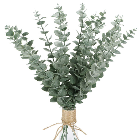 15 Stems 18" Frosted Green Artificial Eucalyptus Sprays Faux Plants