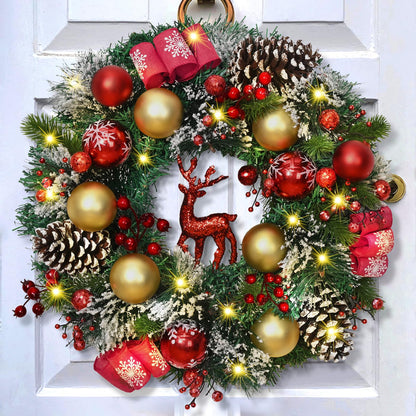 16" Artificial Christmas Wreath with Reindeer Pinecones Berries