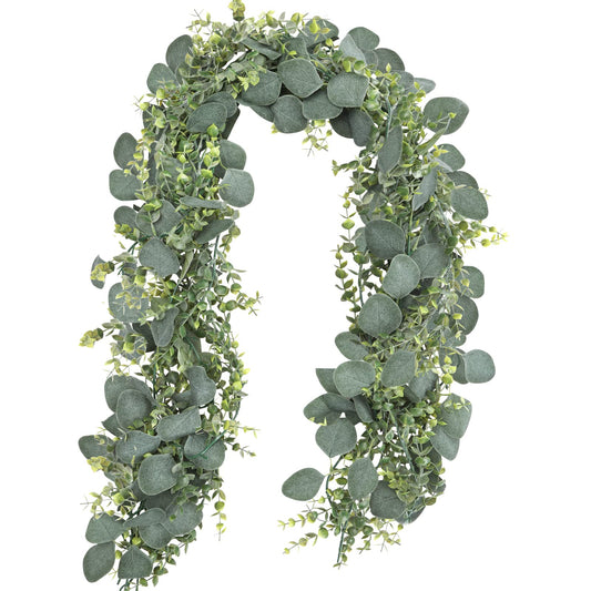 2 Pack 5.5ft Artificial Eucalyptus Leaf Garland Faux Greenery Vine