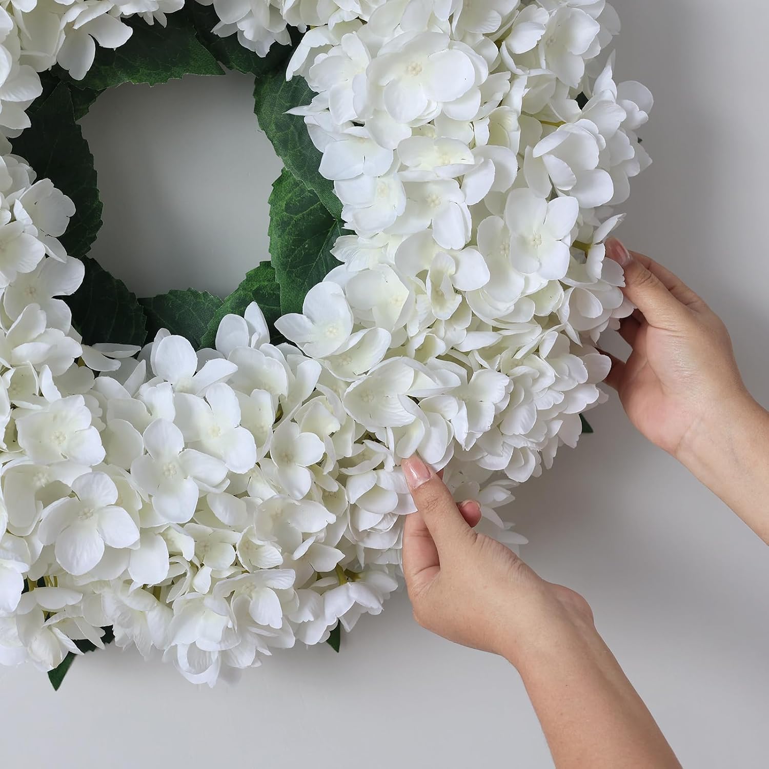 The Ivory Bloom Wreath | 21" Artificial White Hydrangea Front Door Wreath