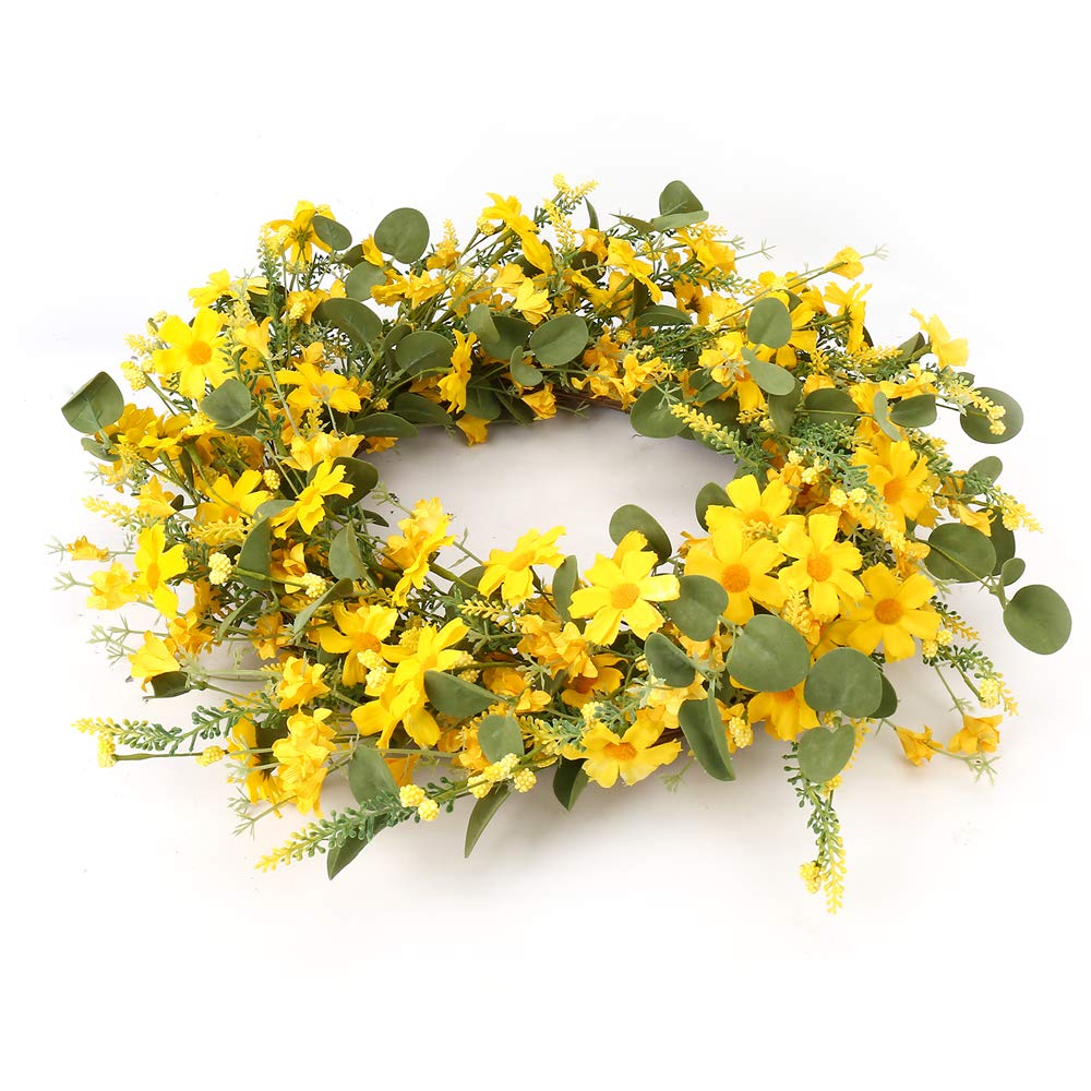 22" Yellow Artificial Daisy Wreath Floral Garlands