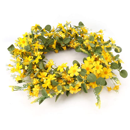 22" Yellow Artificial Daisy Wreath Floral Garlands