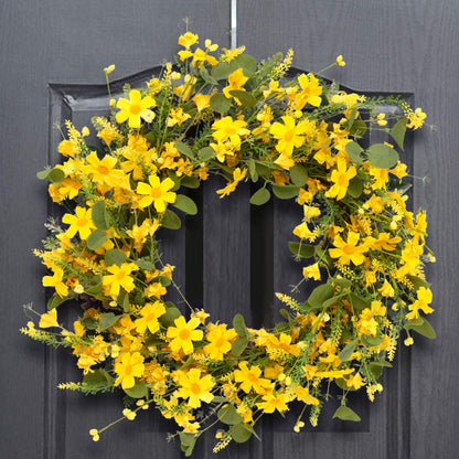 22" Yellow Artificial Daisy Wreath Floral Garlands