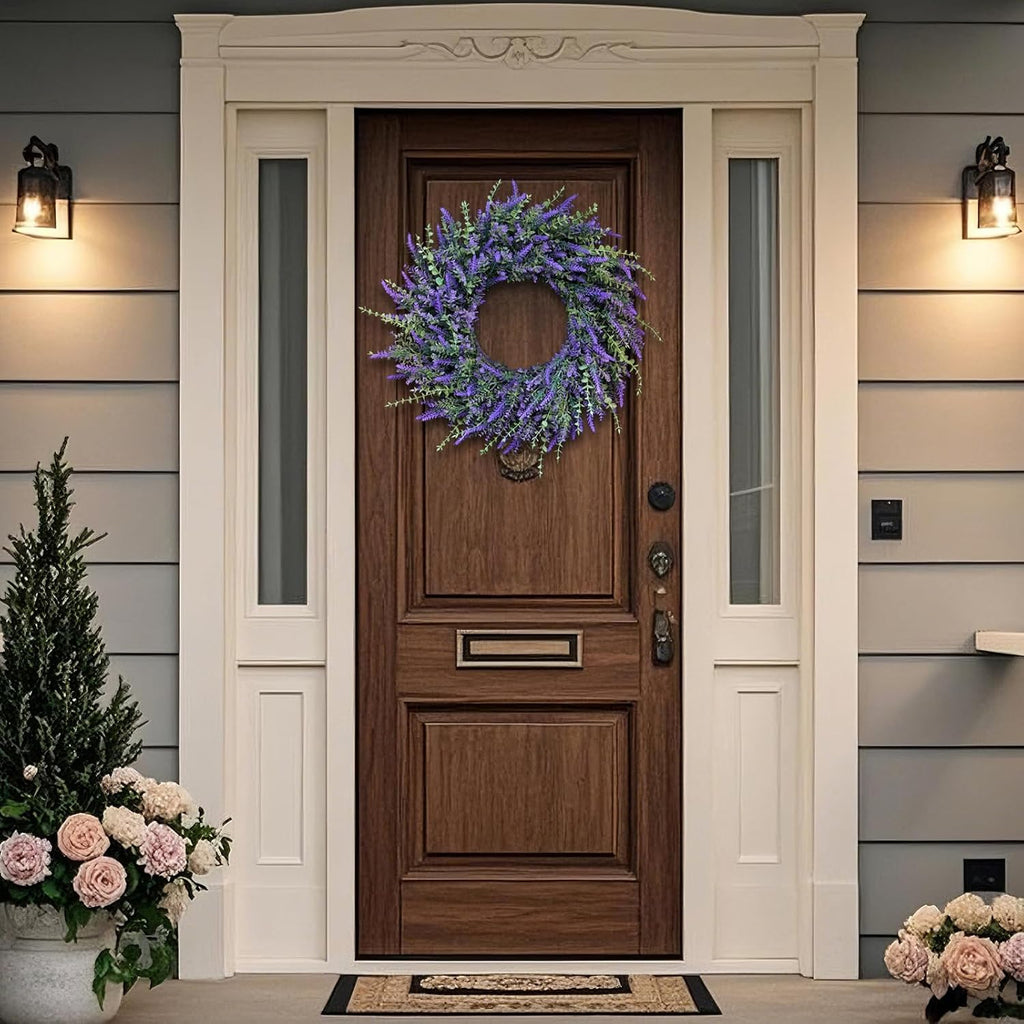 The Lavender Haven Wreath | 26" Artificial Lavender & Eucalyptus Front Door Wreath