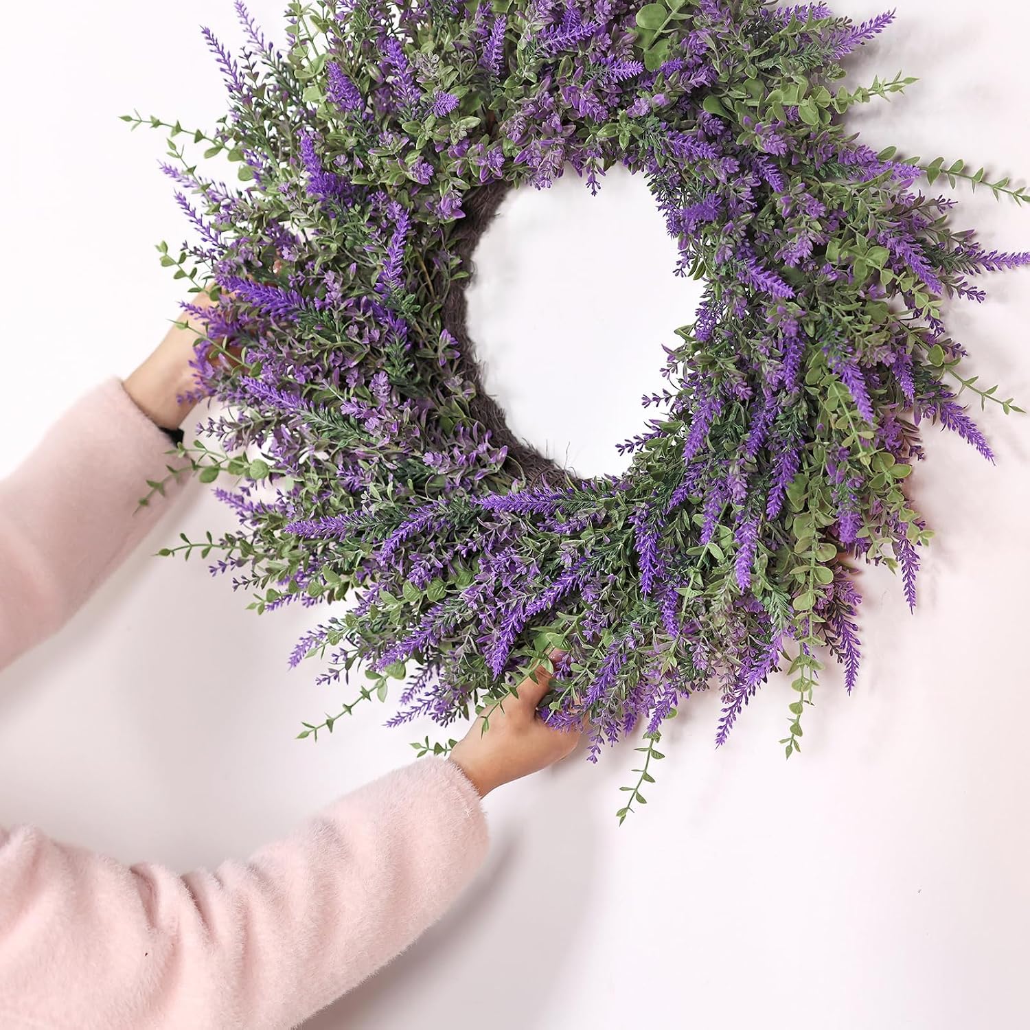 The Lavender Haven Wreath | 26" Artificial Lavender & Eucalyptus Front Door Wreath