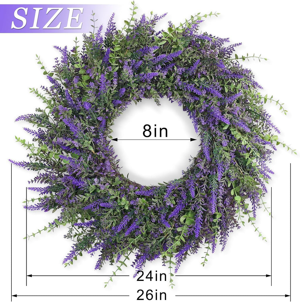 The Lavender Haven Wreath | 26" Artificial Lavender & Eucalyptus Front Door Wreath