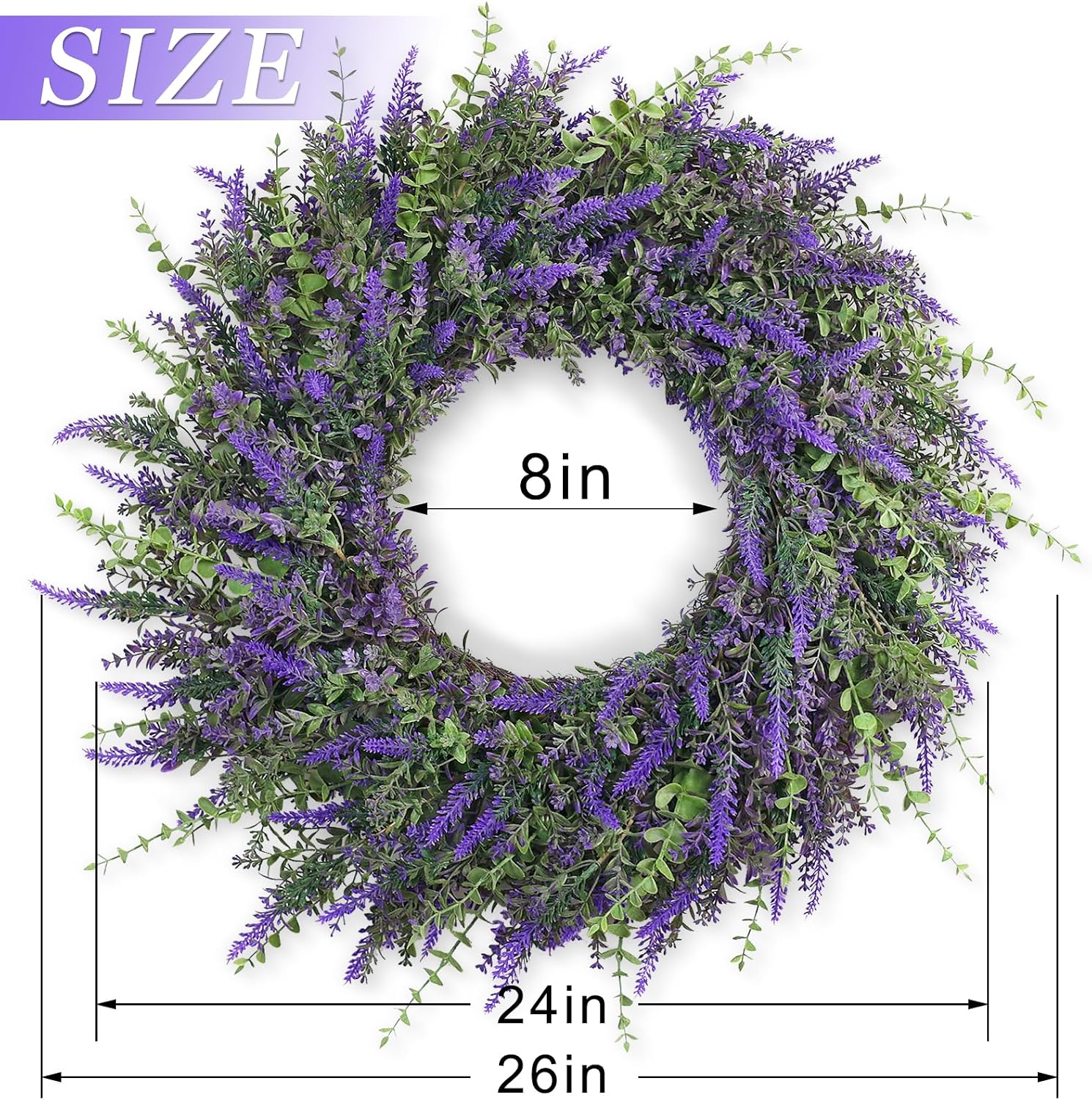 The Lavender Haven Wreath | 26" Artificial Lavender & Eucalyptus Front Door Wreath
