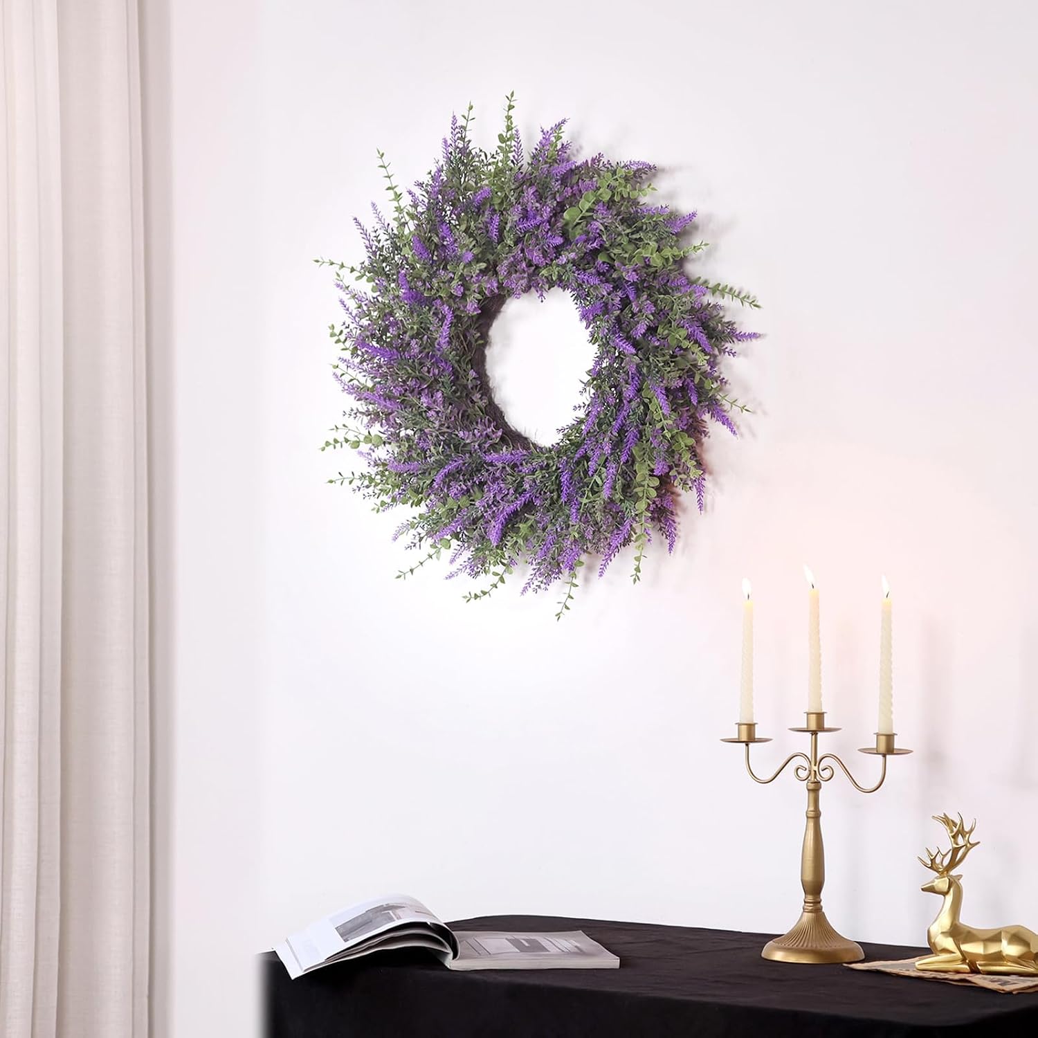The Lavender Haven Wreath | 26" Artificial Lavender & Eucalyptus Front Door Wreath