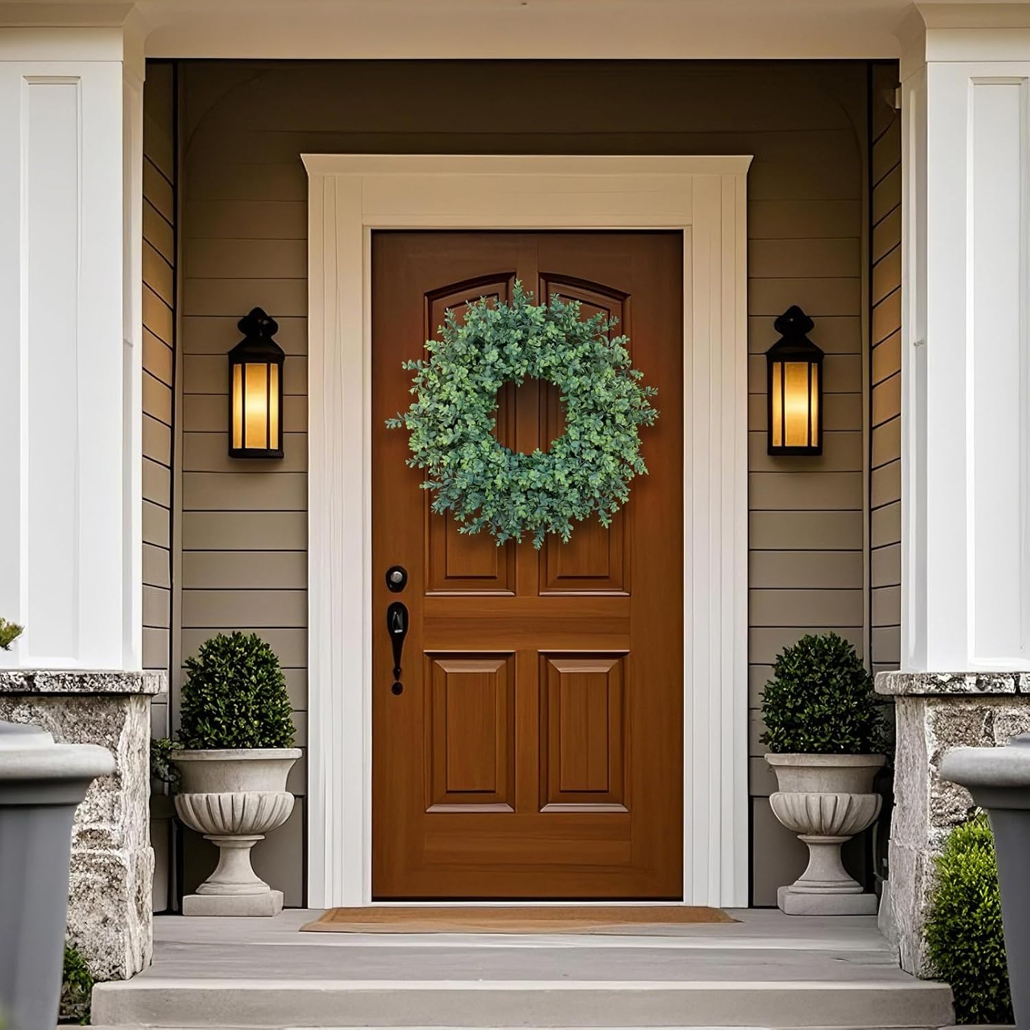 The Evergreen Harmony Wreath | 26" Artificial Boxwood Front Door Wreath