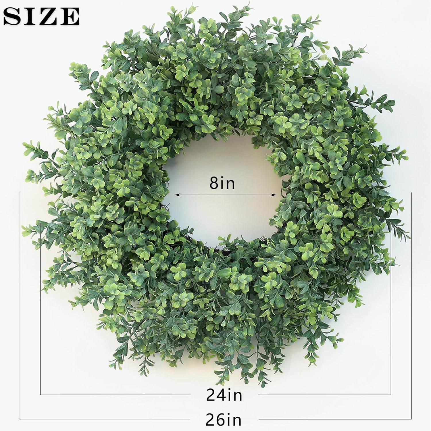 The Evergreen Harmony Wreath | 26" Artificial Boxwood Front Door Wreath