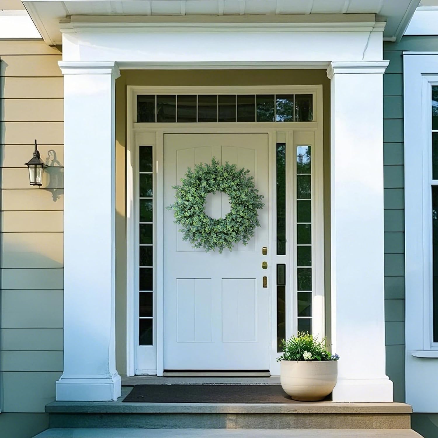 The Evergreen Harmony Wreath | 26" Artificial Boxwood Front Door Wreath