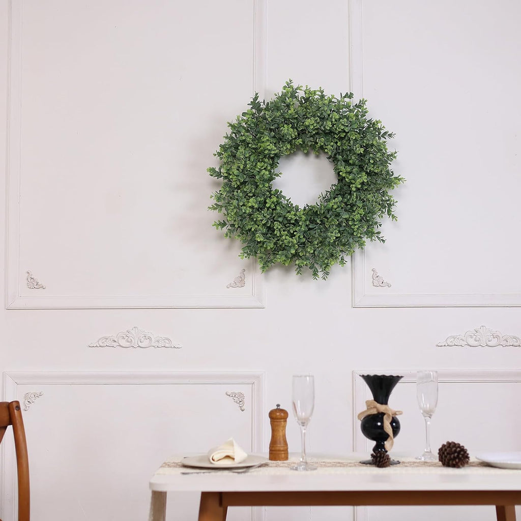 The Evergreen Harmony Wreath | 26" Artificial Boxwood Front Door Wreath
