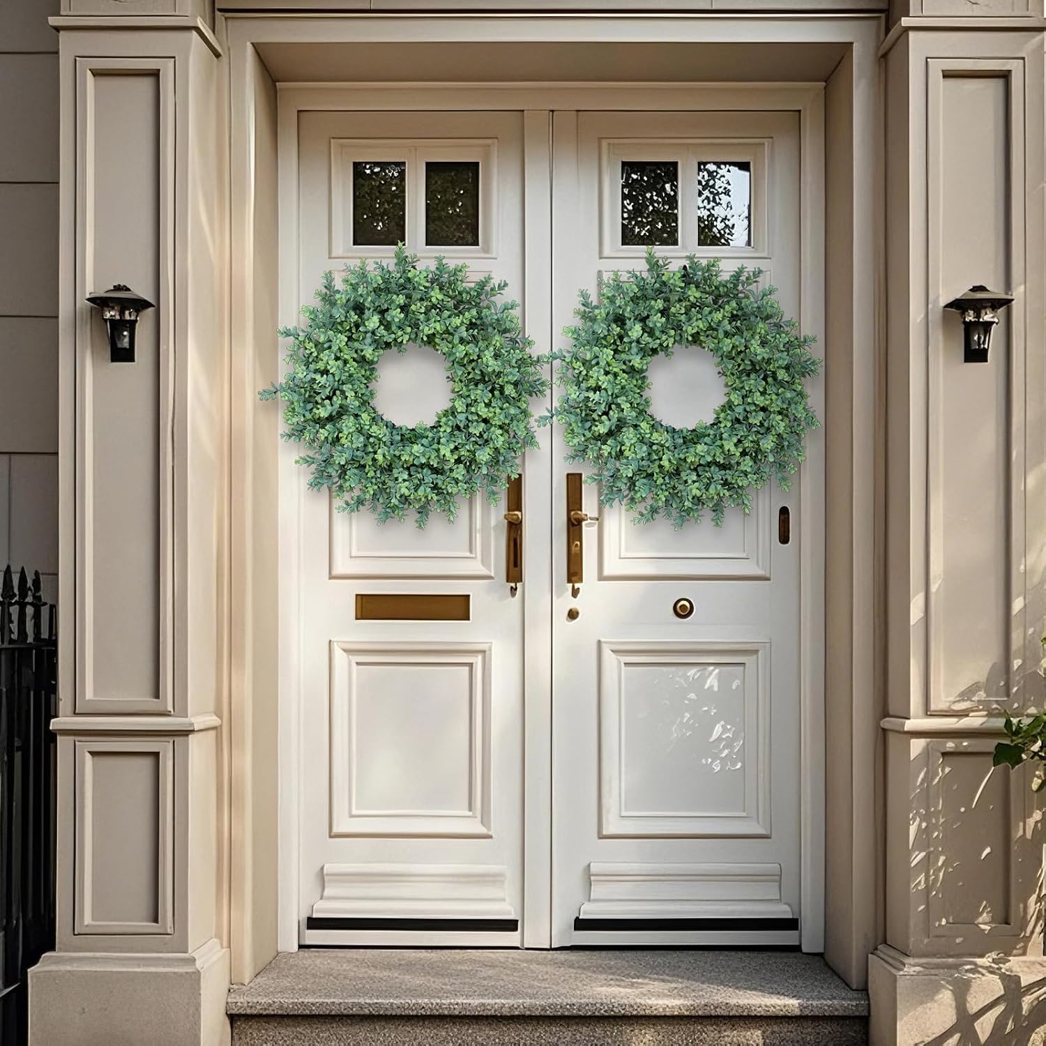 The Evergreen Harmony Wreath | 26" Artificial Boxwood Front Door Wreath