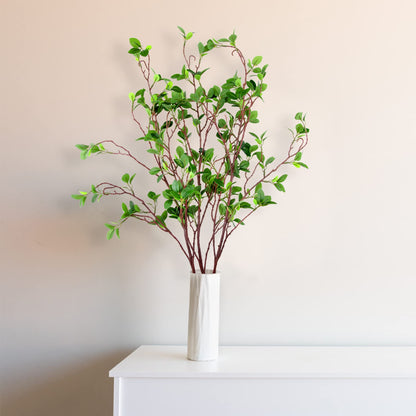 3 Pack 45" Artificial Ficus Stems Faux Green Branches Leaf Vase Fillers