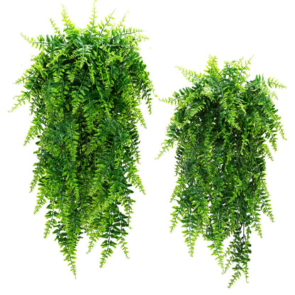 2 Pack 32" Artificial Fern Ivy Leaf Faux Hanging Greenery Plant