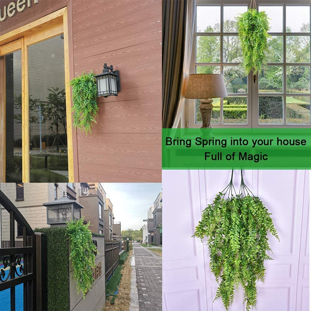 2 Pack 32" Artificial Fern Ivy Leaf Faux Hanging Greenery Plant