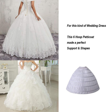 Rosenvy Women’s 6-Hoop Full A-Line Crinoline Petticoat