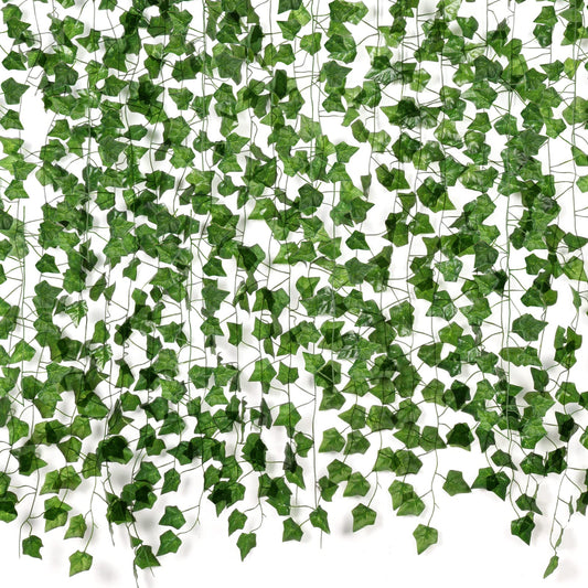 12 Pack 7ft Artificial Ivy Leaves Greenery Vine Faux Hanging Plant