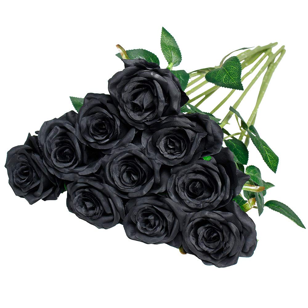 10 Pcs 19.6" Artificial Silk Rose Long Stem Flower Bouquet