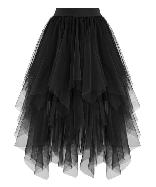 Rosenvy Women's High-Low Layered Tulle Puffy Midi Tutu Skirt
