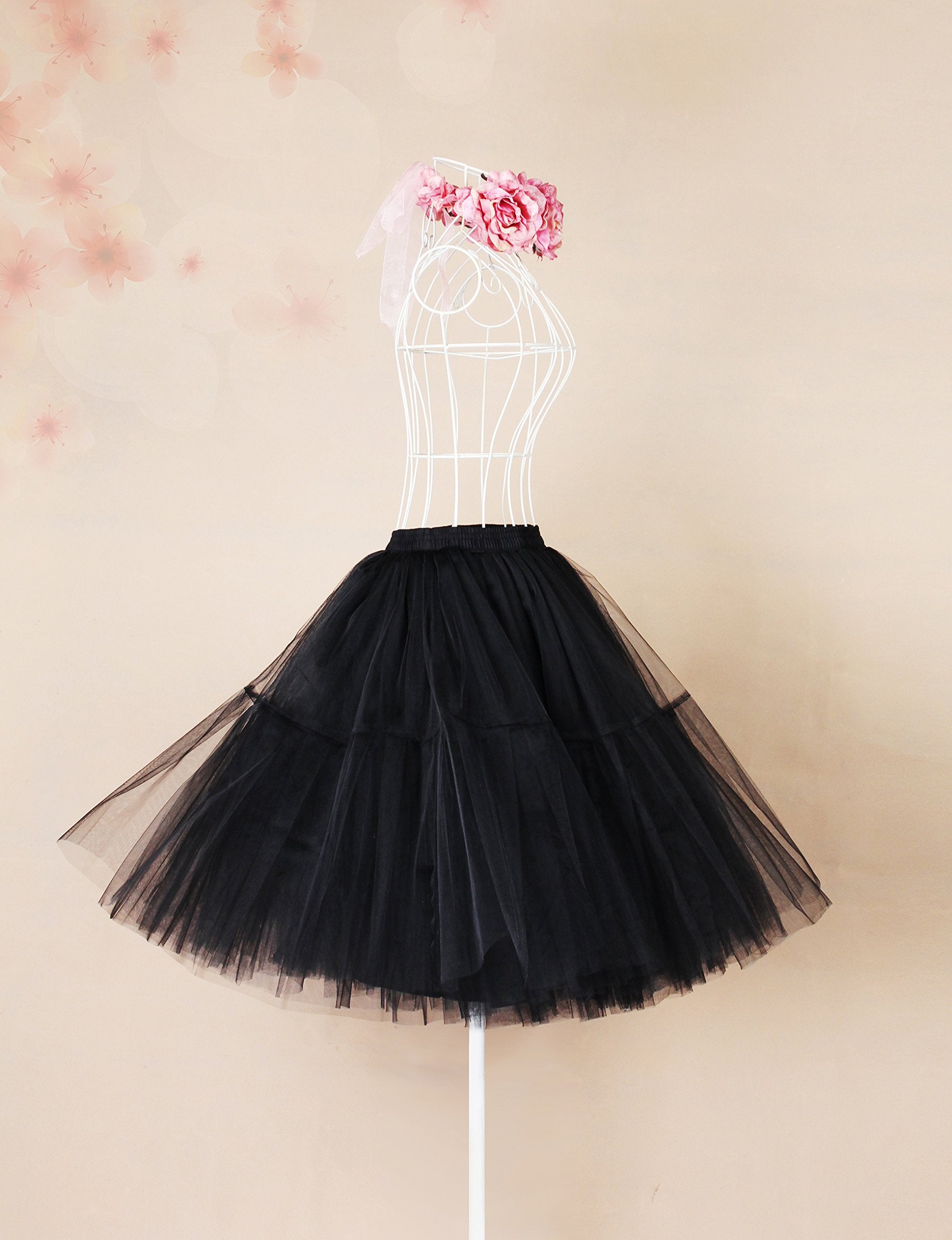 Rosenvy Women's Midi A-Line Fluffy Tulle Tutu Skirt