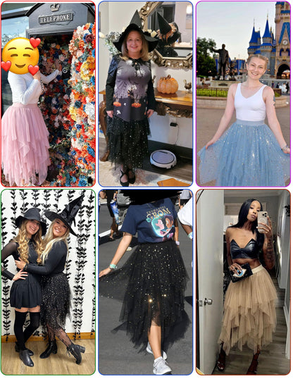 Rosenvy Women's High-Low Layered Tulle Puffy Midi Tutu Skirt