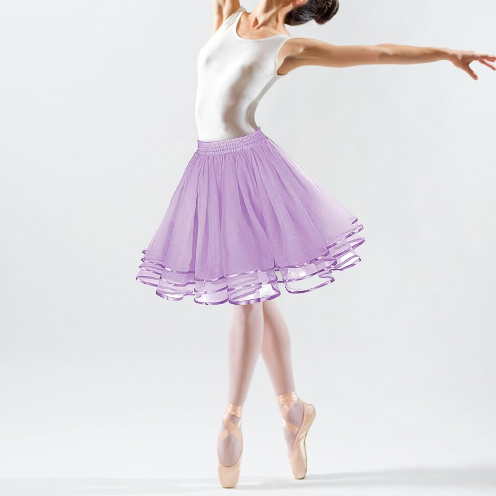 Rosenvy Women's 3-Layer Tulle Petticoat Tutu Underskirt