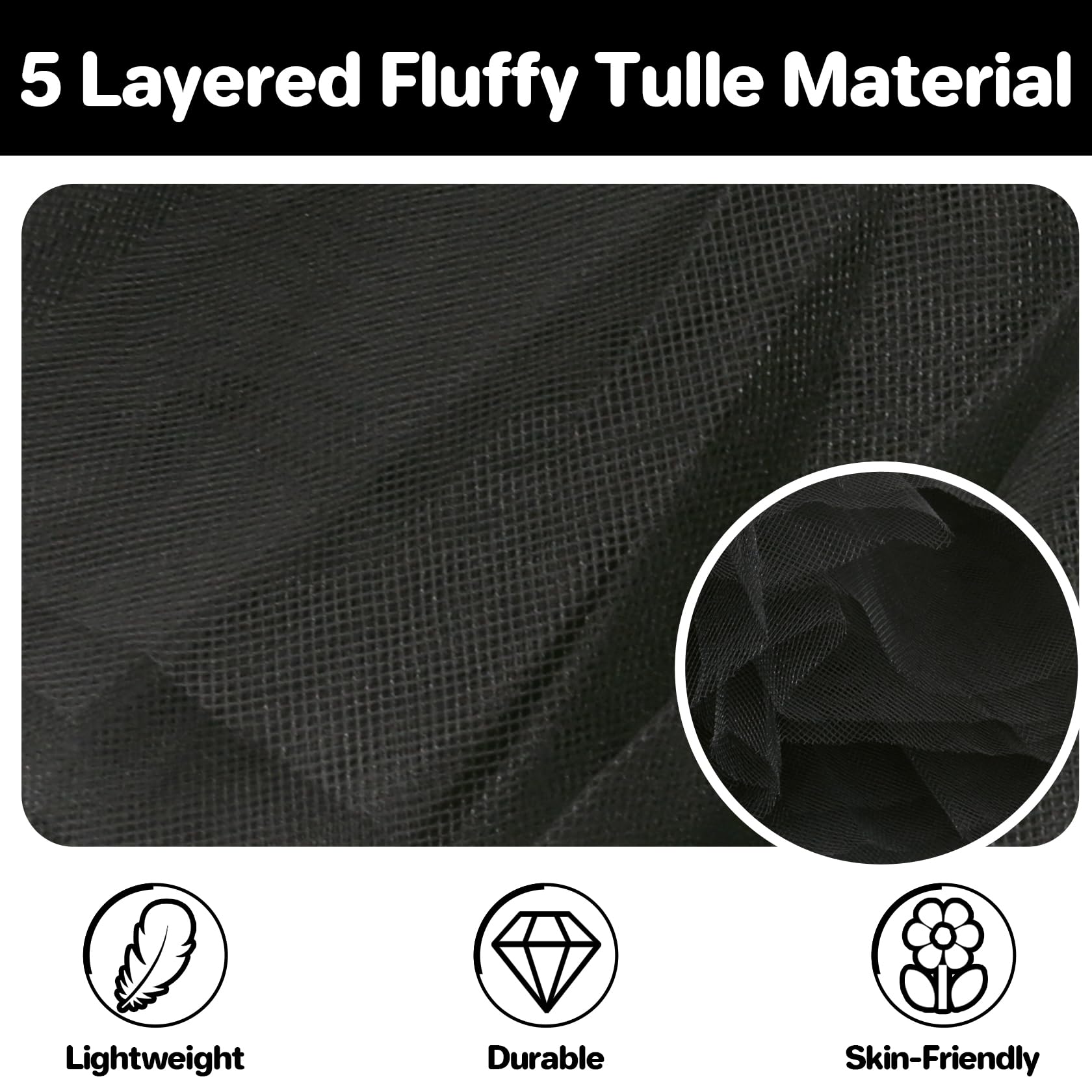 Rosenvy Women's Fluffy 5-Layer Tulle Tutu Skirt