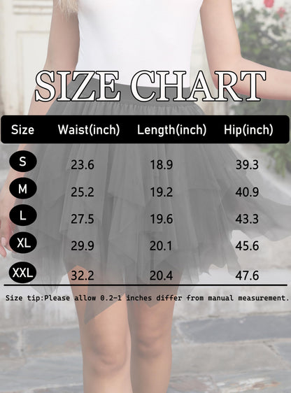 Rosenvy Women's Fluffy High-Low Layered Tulle Tutu Skirt