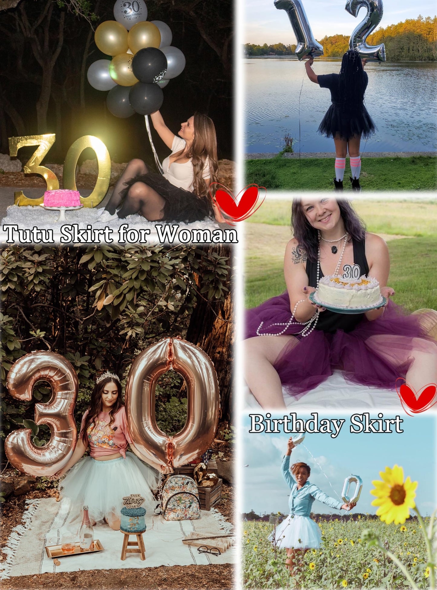 Rosenvy Women's Fluffy High-Low Layered Tulle Tutu Skirt