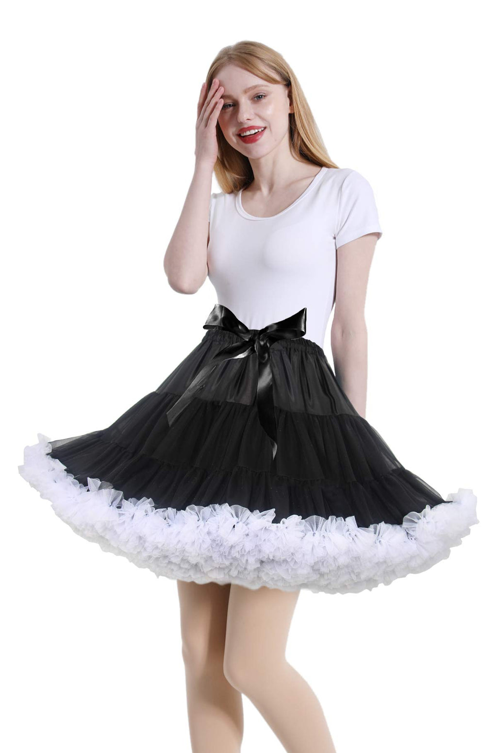 Rosenvy Women's Elastic Waist Puffy Tulle Tutu Skirt