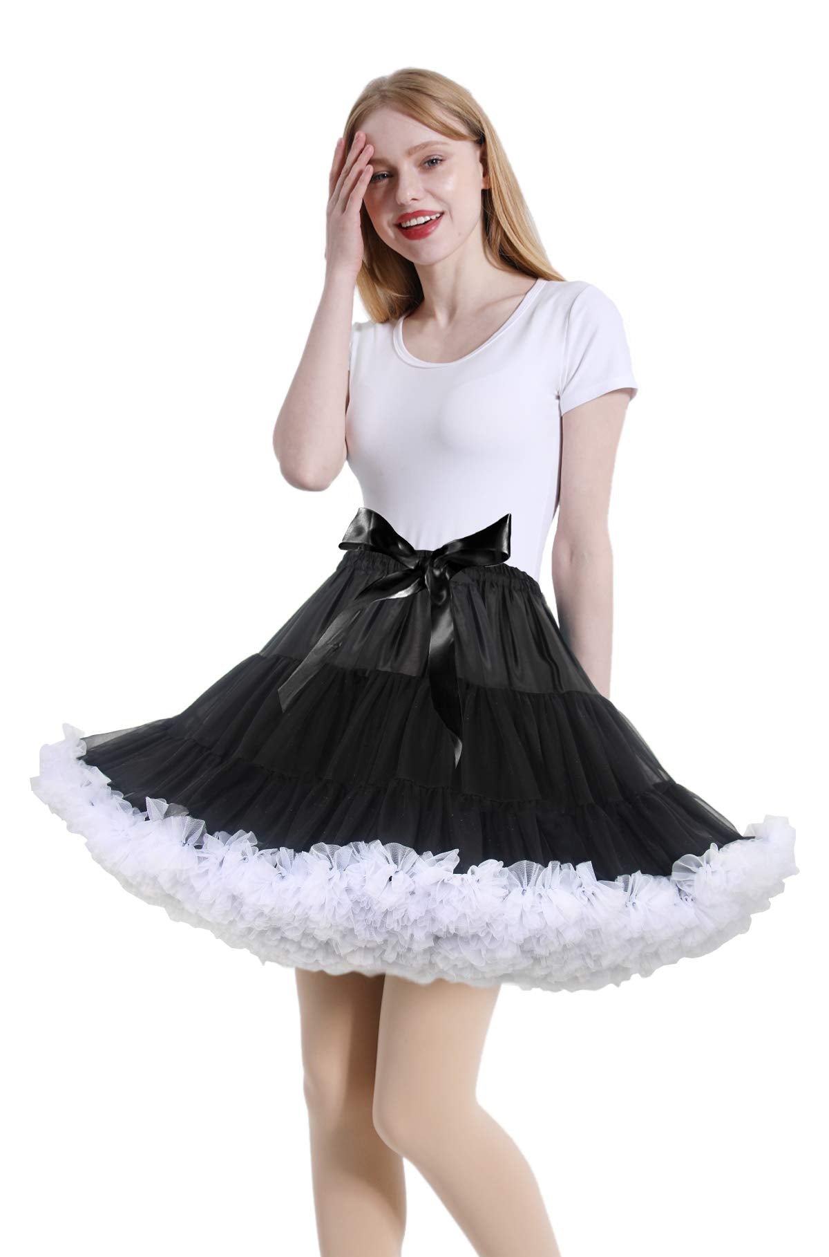 Rosenvy Women's Elastic Waist Puffy Tulle Tutu Skirt