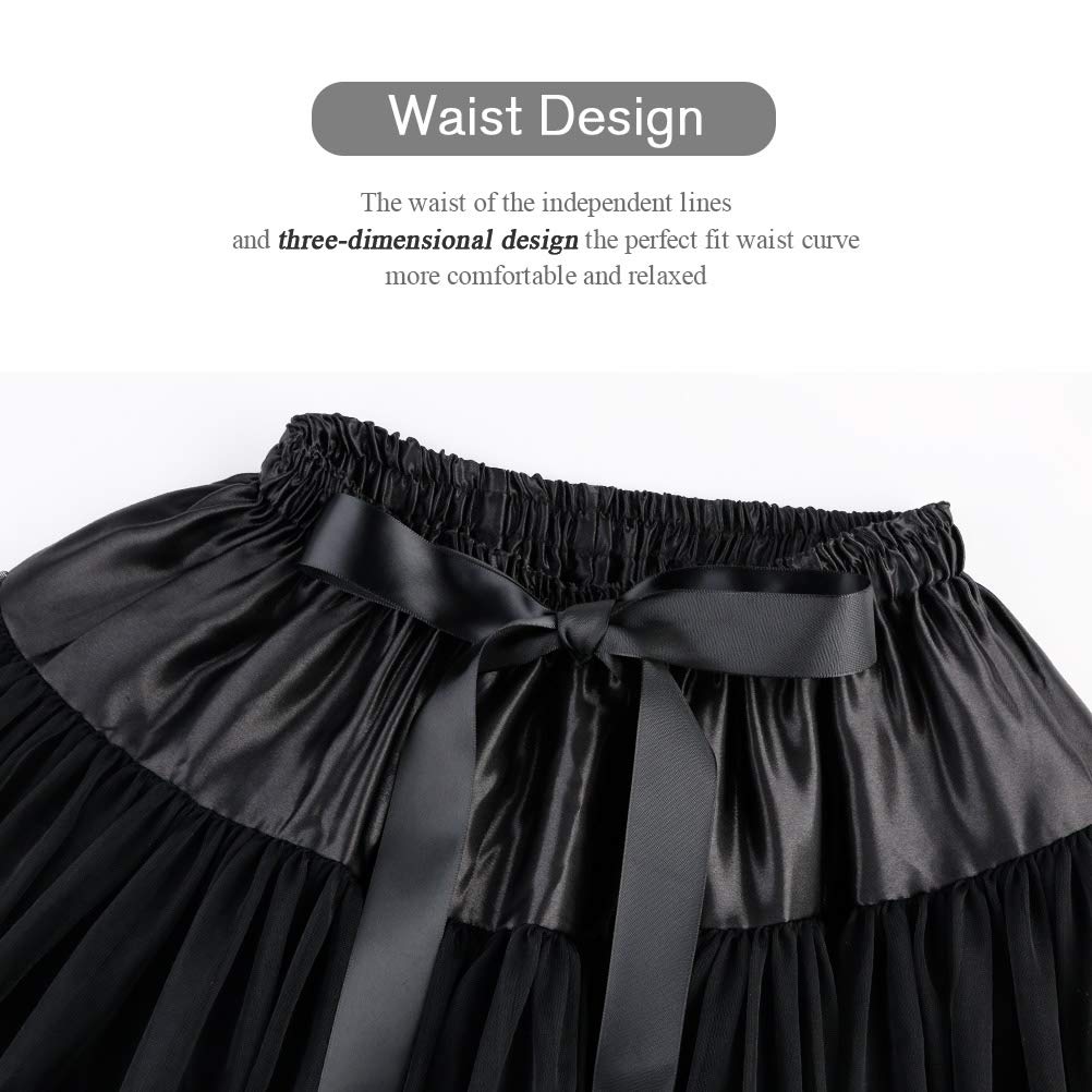 Rosenvy Women's Elastic Waist Puffy Tulle Tutu Skirt