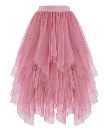 Rosenvy Women's High-Low Layered Tulle Puffy Midi Tutu Skirt