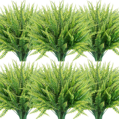 12 Stems 14" Green Artificial Boston Fern Leaf Plant Faux Greenery