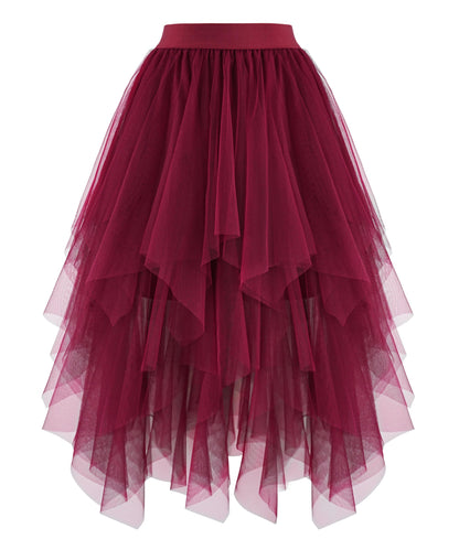 Rosenvy Women's High-Low Layered Tulle Puffy Midi Tutu Skirt