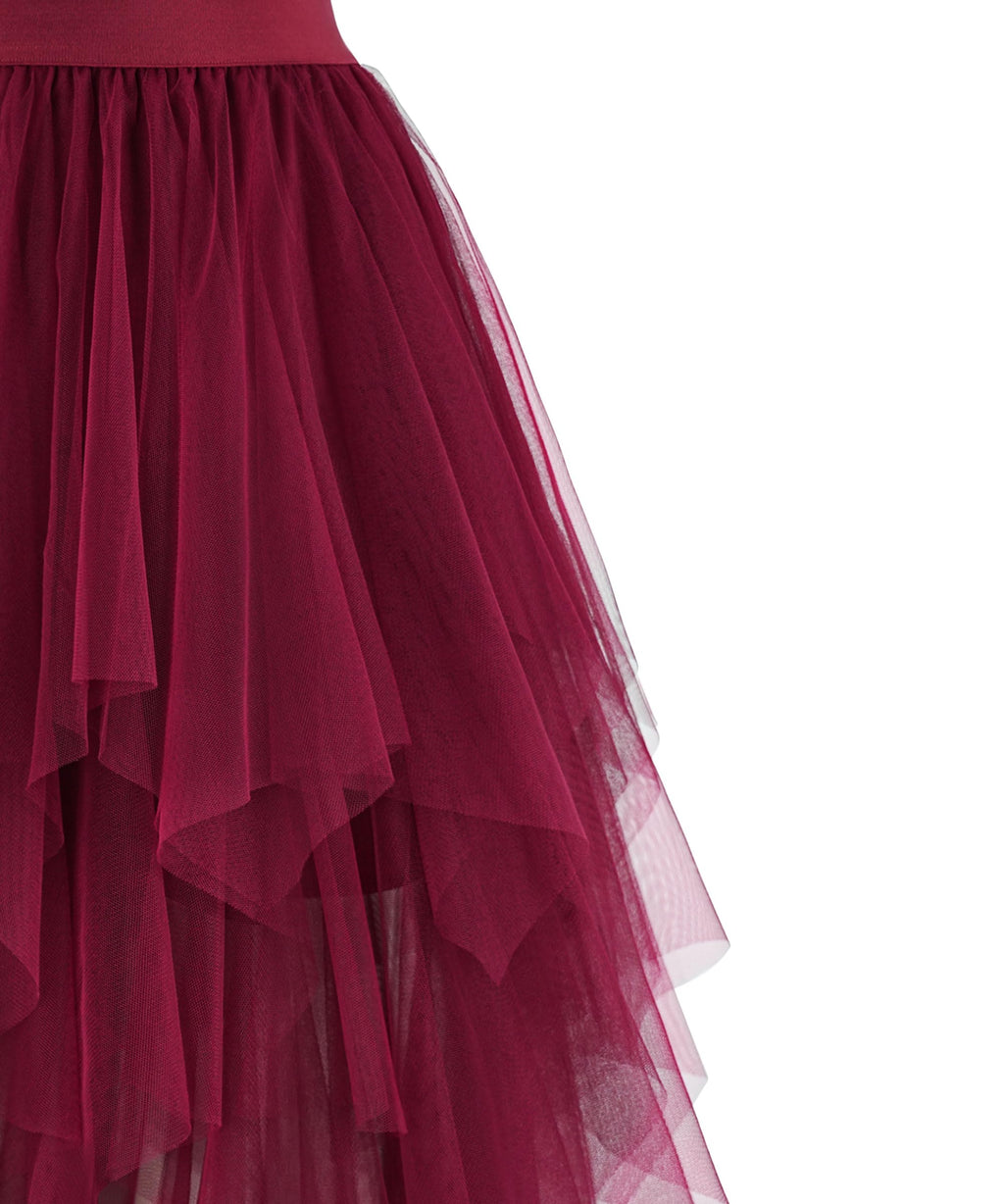 ROSENVY Elara Handkerchief Tulle Midi Skirt