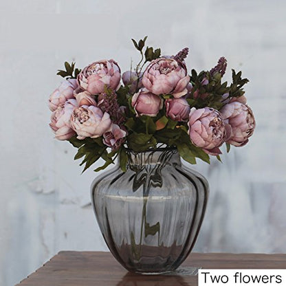 19" Dusty Rose Vintage Artificial Silk Peony Flower Bouquet