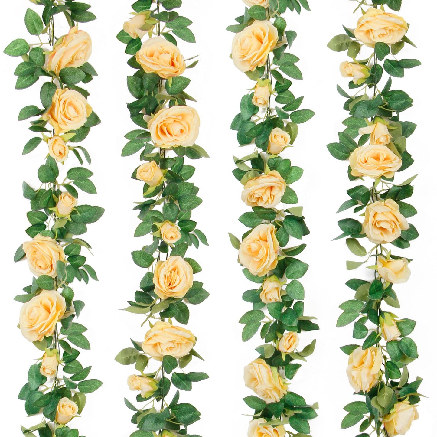 4 Pack 6.5ft Artificial Silk Rose Garland Flower Hanging Vine