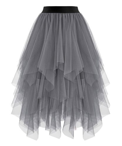 Rosenvy Women's High-Low Layered Tulle Puffy Midi Tutu Skirt