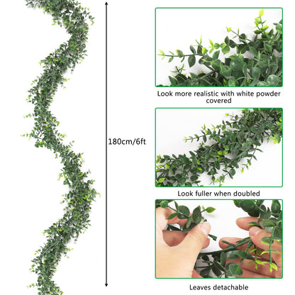 6 Pack 6ft Green Artificial Boxwood Garland Faux Greenery Vine