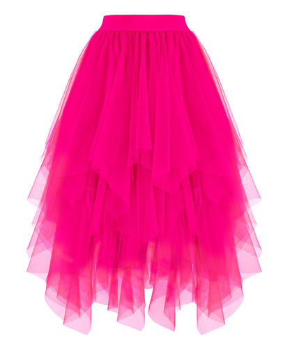 Rosenvy Women's High-Low Layered Tulle Puffy Midi Tutu Skirt