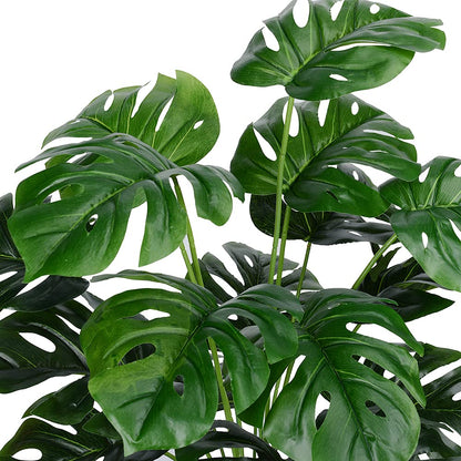 28" Green Artificial Palm Leaves UV Resistant Faux Monstera Plant