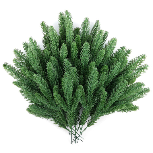 50 Pcs 11" Green Artificial Christmas Norfolk Pine Branches