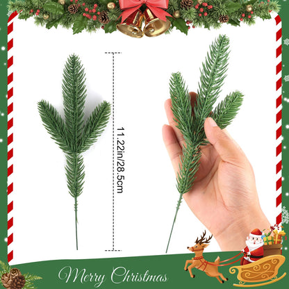 50 Pcs 11" Green Artificial Christmas Norfolk Pine Branches