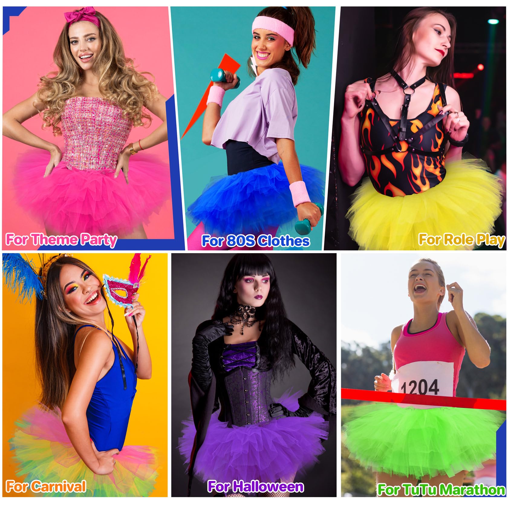 Rosenvy Women's Fluffy 5-Layer Tulle Tutu Skirt